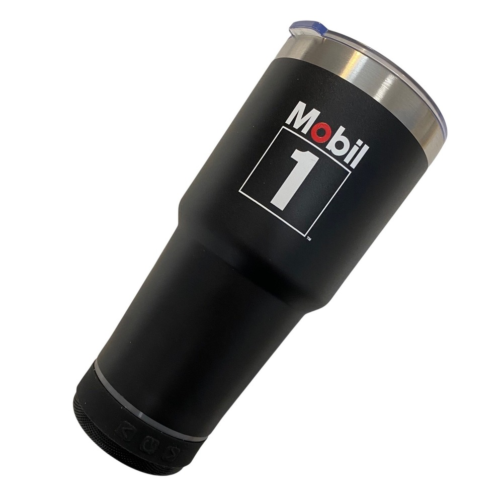 Mobil 1 Bluetooth Speaker Vacuum Insulated Tumbler Travel Mug Black